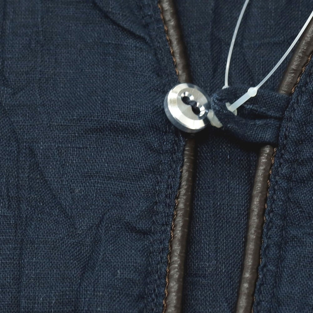 【中古】ジュンハシモト junhashimoto リネン ジャージー切り替え 5分袖 カプリシャツ ネイビー【サイズ2】【 状態ランクC 】【 メンズ 】