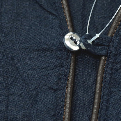 【中古】ジュンハシモト junhashimoto リネン ジャージー切り替え 5分袖 カプリシャツ ネイビー【サイズ2】【 状態ランクC 】【 メンズ 】