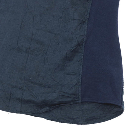 【中古】ジュンハシモト junhashimoto リネン ジャージー切り替え 5分袖 カプリシャツ ネイビー【サイズ2】【 状態ランクC 】【 メンズ 】