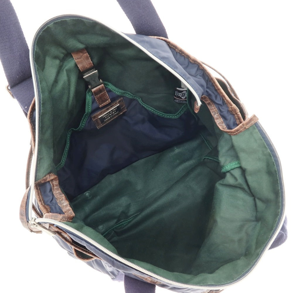 【中古】オロビアンコ Orobianco ナイロン×レザー トートバッグ ネイビーxブラウン【 状態ランクB 】【 メンズ 】