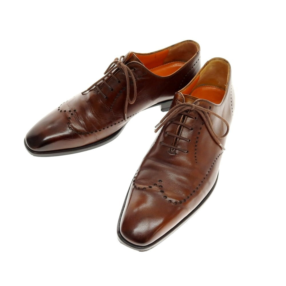 【中古】マグナーニ MAGNANNI ブラインドブローグ ドレスシューズ ブラウン【 サイズ38 】【 状態ランクD 】【 メンズ 】 [BPD]
