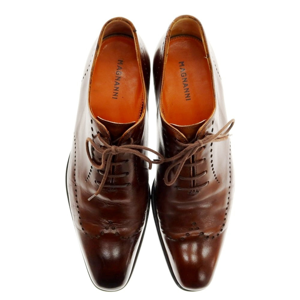 【中古】マグナーニ MAGNANNI ブラインドブローグ ドレスシューズ ブラウン【 サイズ38 】【 状態ランクD 】【 メンズ 】 [BPD]