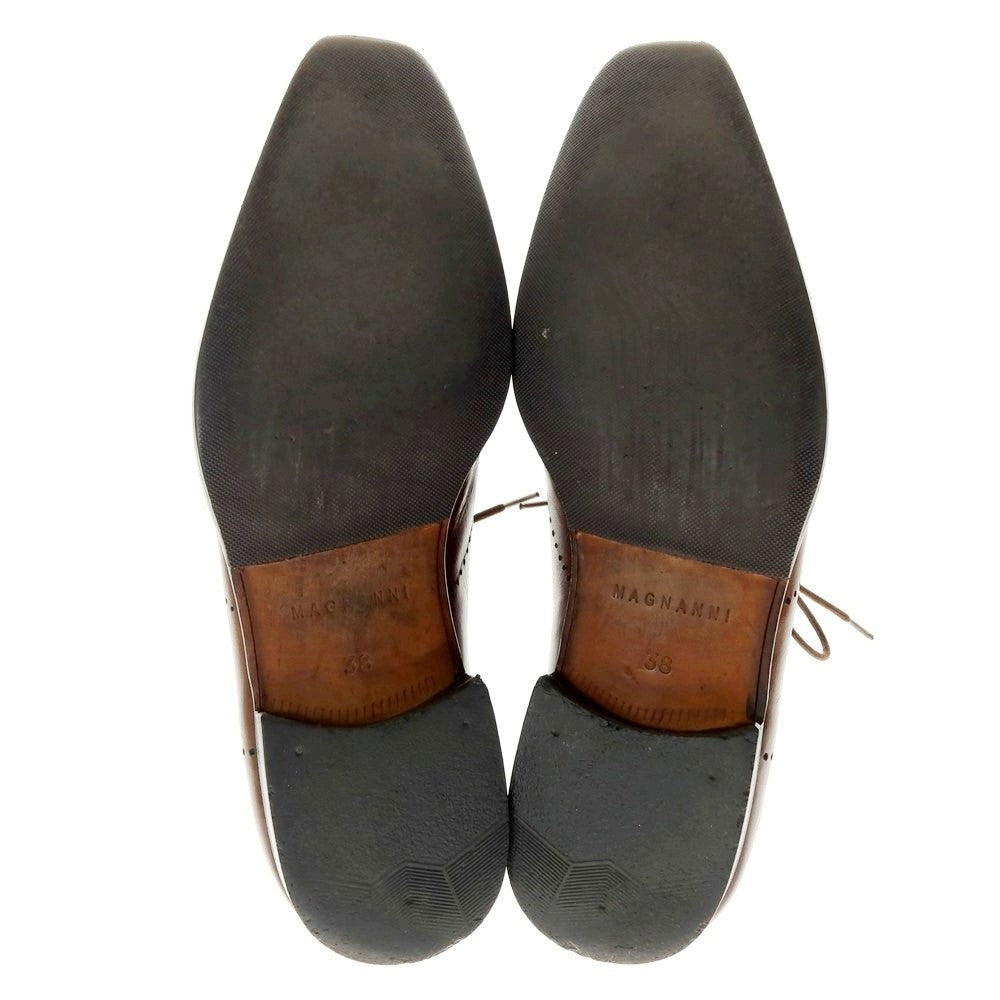 【中古】マグナーニ MAGNANNI ブラインドブローグ ドレスシューズ ブラウン【 サイズ38 】【 状態ランクD 】【 メンズ 】 [BPD]