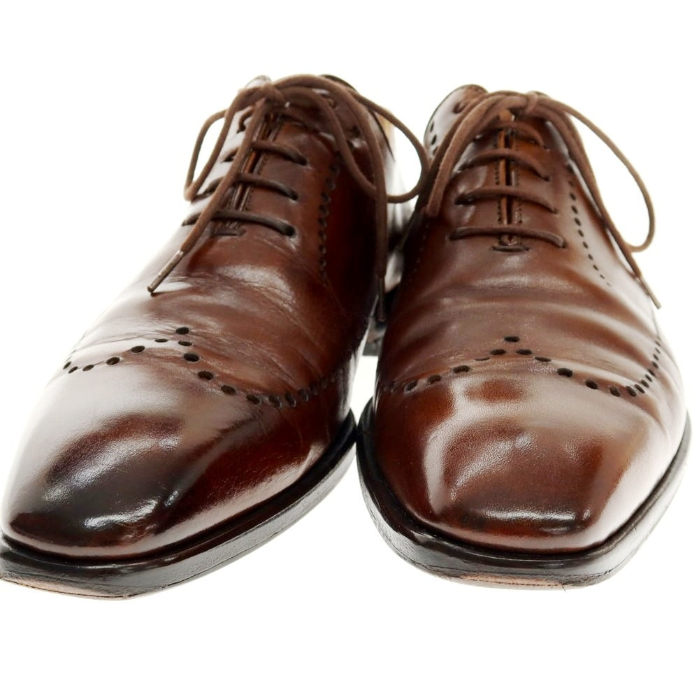 【中古】マグナーニ MAGNANNI ブラインドブローグ ドレスシューズ ブラウン【 サイズ38 】【 状態ランクD 】【 メンズ 】 [BPD]