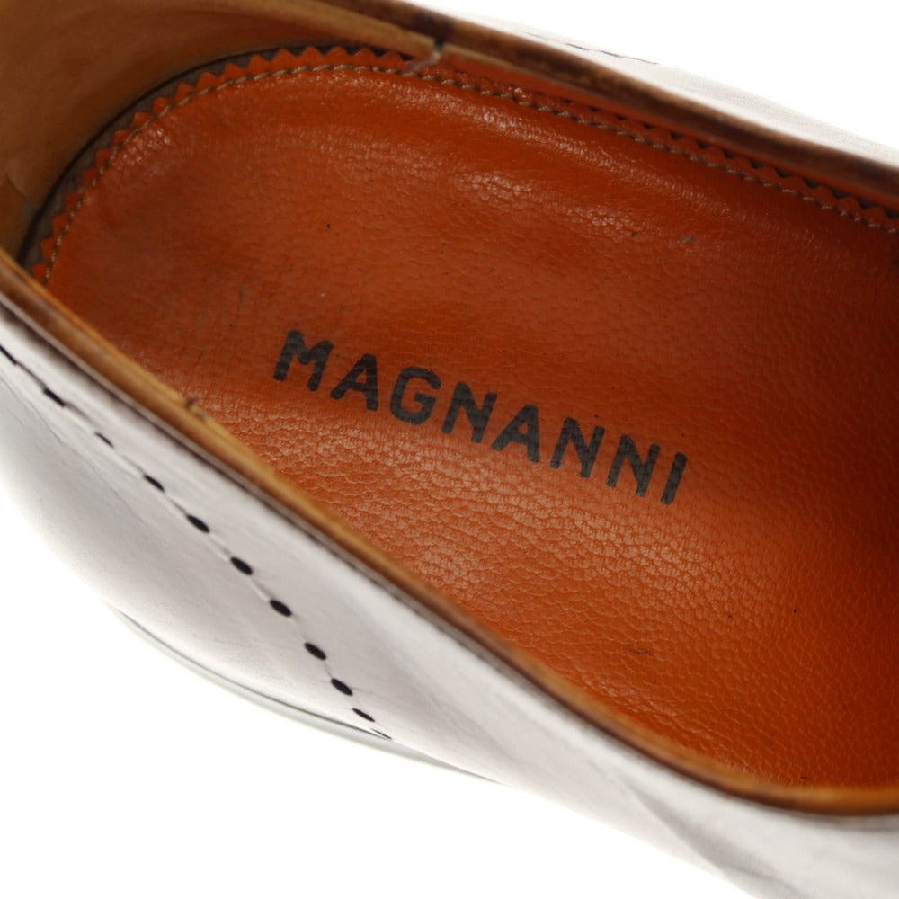 【中古】マグナーニ MAGNANNI ブラインドブローグ ドレスシューズ ブラウン【 サイズ38 】【 状態ランクD 】【 メンズ 】 [BPD]