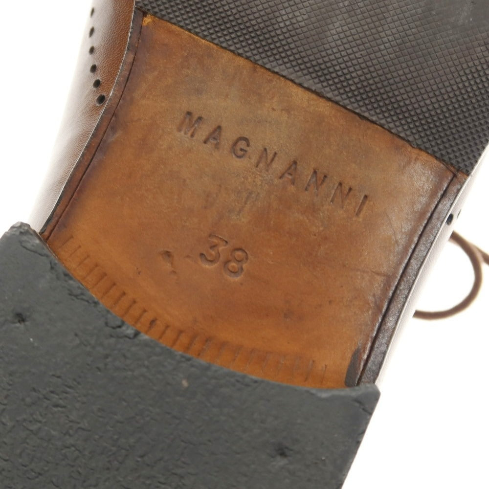 【中古】マグナーニ MAGNANNI ブラインドブローグ ドレスシューズ ブラウン【 サイズ38 】【 状態ランクD 】【 メンズ 】 [BPD]