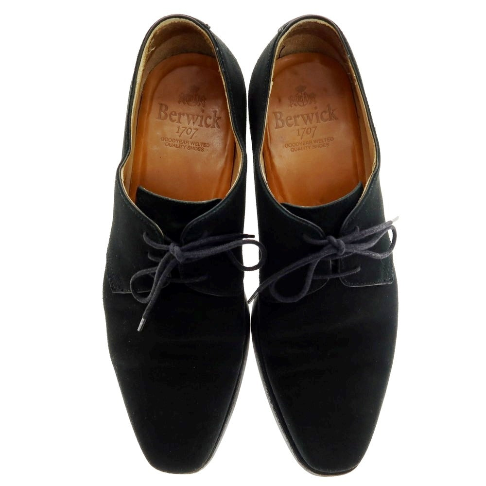 【中古】バーウィック BERWICK スエード プレーントゥ ドレスシューズ ブラック【 5 1/2 】【 状態ランクC 】【 メンズ 】
