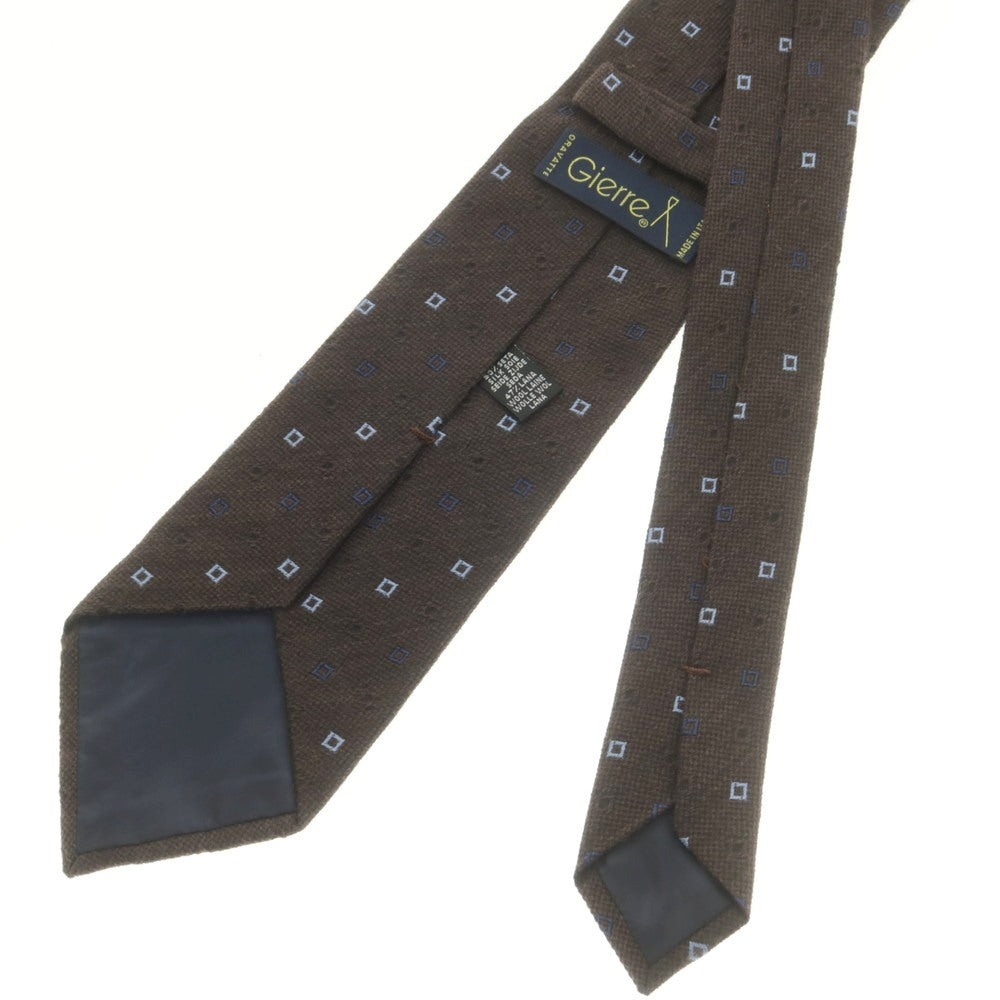 【中古】ジエレ GIERRE シルクウール 小紋柄ネクタイ ブラウンxライトブルー【 状態ランクB 】【 メンズ 】
