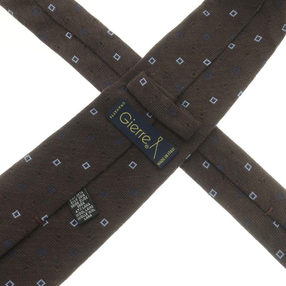 【中古】ジエレ GIERRE シルクウール 小紋柄ネクタイ ブラウンxライトブルー【 状態ランクB 】【 メンズ 】