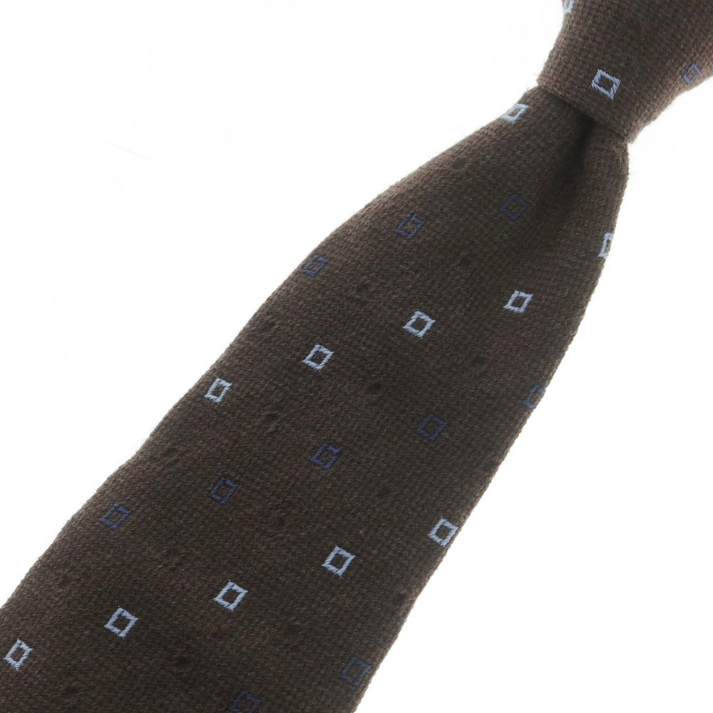 【中古】ジエレ GIERRE シルクウール 小紋柄ネクタイ ブラウンxライトブルー【 状態ランクB 】【 メンズ 】