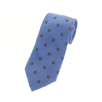 【中古】ビームスエフ BEAMS F シルク 花小紋柄ネクタイ ライトブルーxブラウン【 状態ランクB 】【 メンズ 】