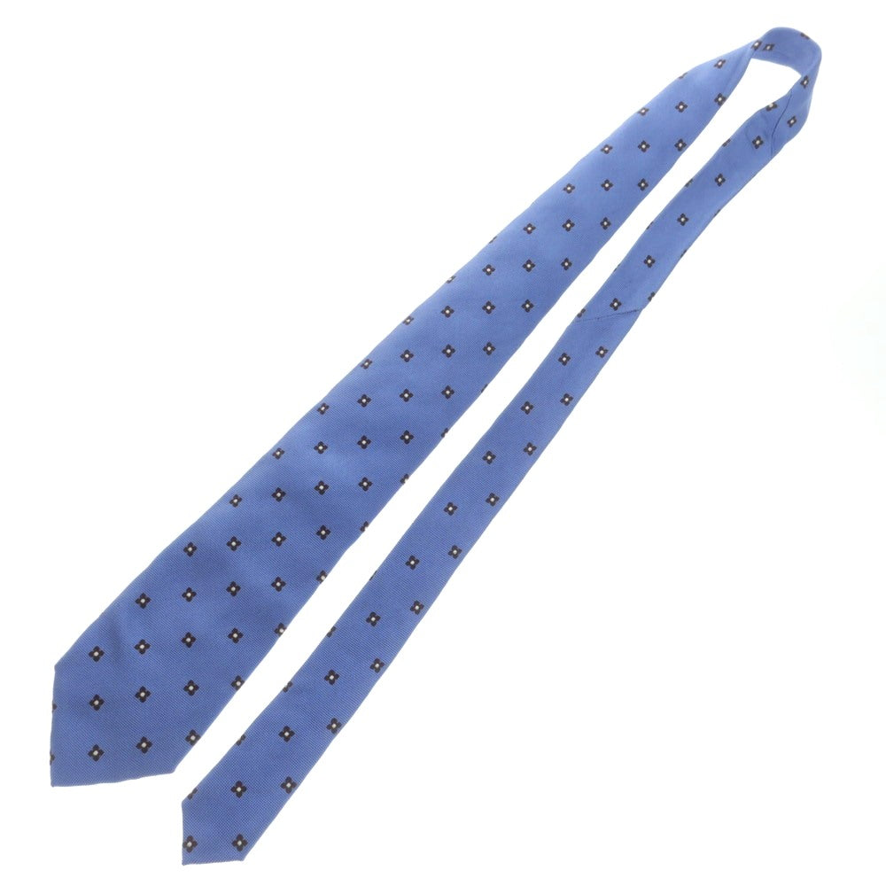 【中古】ビームスエフ BEAMS F シルク 花小紋柄ネクタイ ライトブルーxブラウン【 状態ランクB 】【 メンズ 】