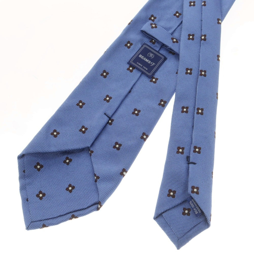 【中古】ビームスエフ BEAMS F シルク 花小紋柄ネクタイ ライトブルーxブラウン【 状態ランクB 】【 メンズ 】