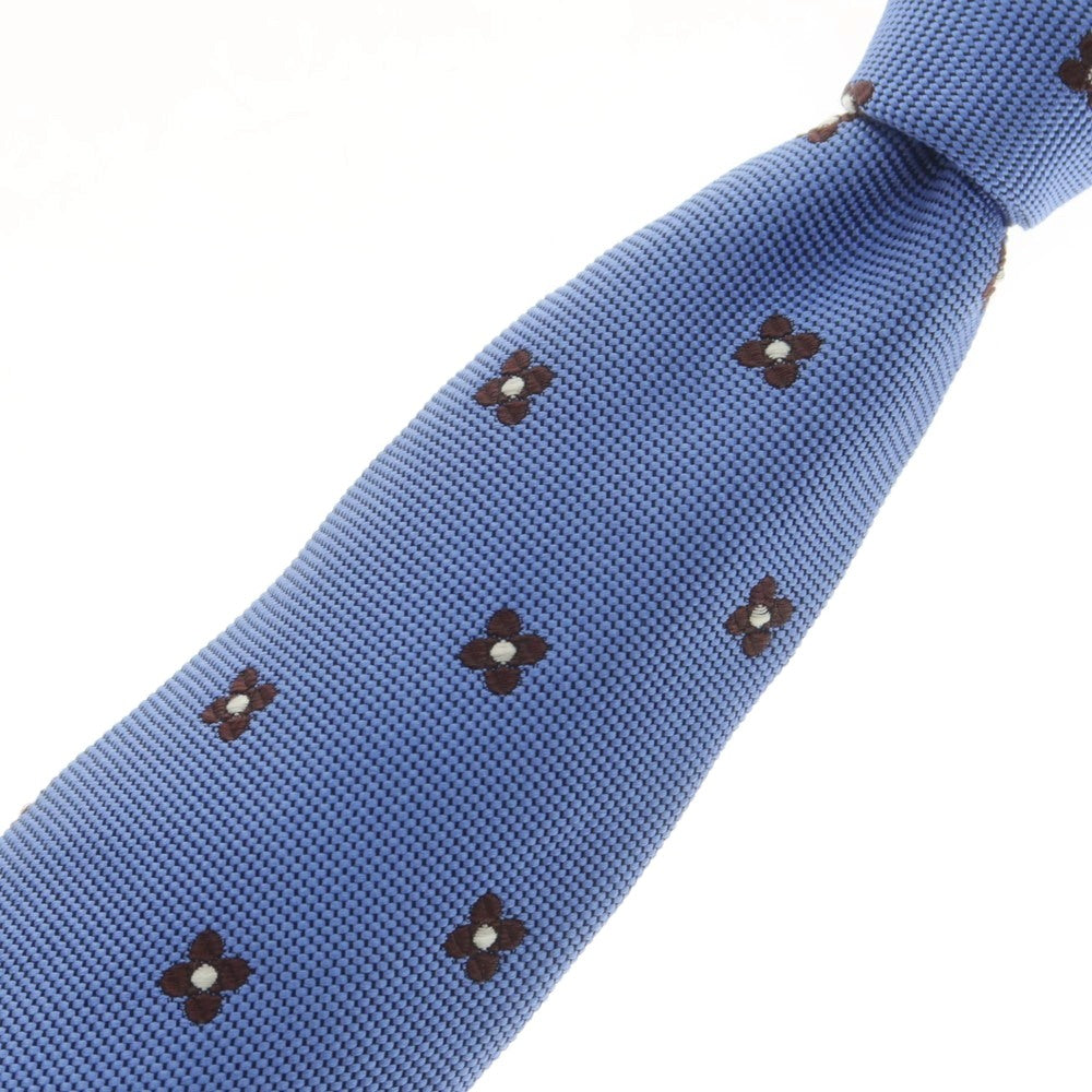 【中古】ビームスエフ BEAMS F シルク 花小紋柄ネクタイ ライトブルーxブラウン【 状態ランクB 】【 メンズ 】