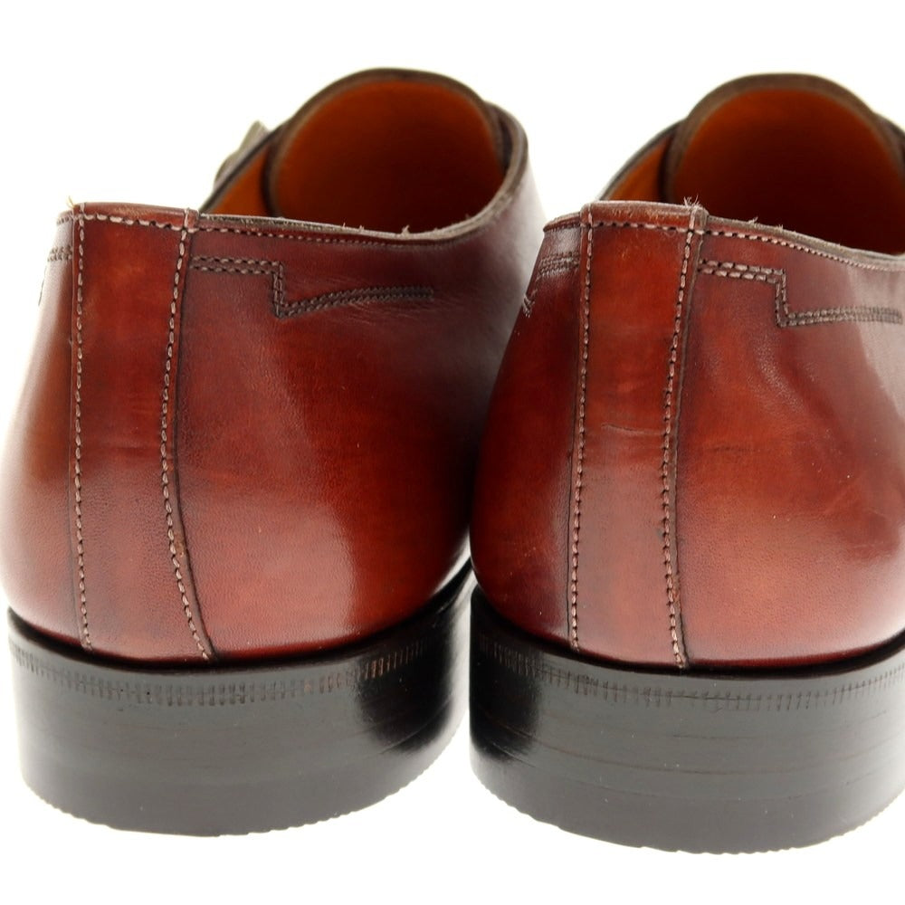 【中古】サントーニ Santoni シングルモンク ドレスシューズ ブラウン【 5 1/2 】【 状態ランクC 】【 メンズ 】