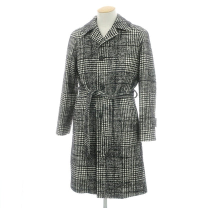 【中古】タリアトーレ TAGLIATORE LARS コットンウールナイロン チェック ベルテッドコート ブラックxホワイト【 44 】【 状態ランクB 】【 メンズ 】