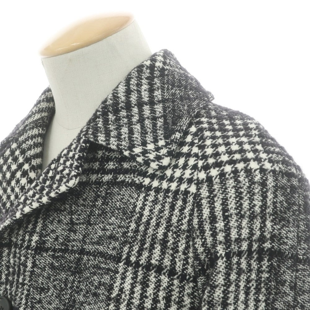 【中古】タリアトーレ TAGLIATORE LARS コットンウールナイロン チェック ベルテッドコート ブラックxホワイト【 44 】【 状態ランクB 】【 メンズ 】