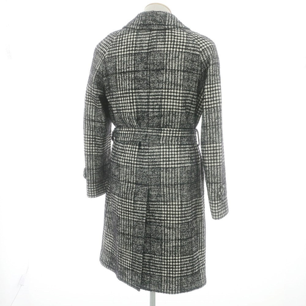 【中古】タリアトーレ TAGLIATORE LARS コットンウールナイロン チェック ベルテッドコート ブラックxホワイト【 44 】【 状態ランクB 】【 メンズ 】