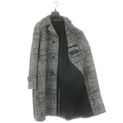 【中古】タリアトーレ TAGLIATORE LARS コットンウールナイロン チェック ベルテッドコート ブラックxホワイト【 44 】【 状態ランクB 】【 メンズ 】