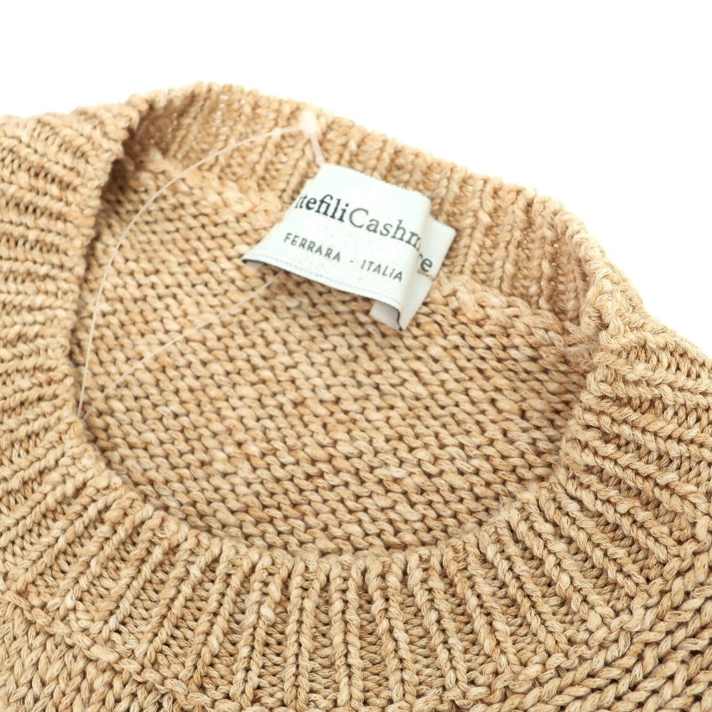 【中古】セッテフィーリ カシミア Settefili Cashmere コットンリネン クルーネック プルオーバーニット ベージュ【サイズ48/S】【 状態ランクB 】【 メンズ 】
