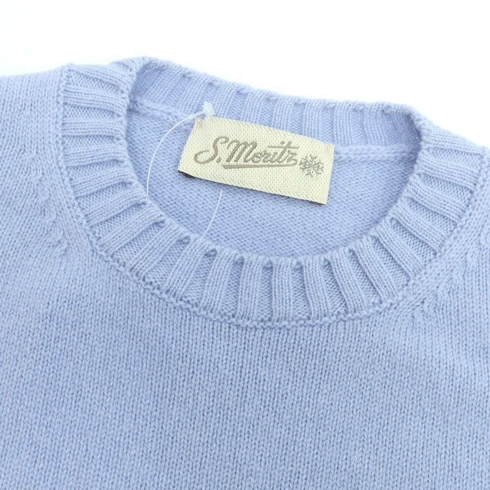 【中古】サンモリッツ S.MORITZ ウールカシミヤ クルーネックニット ライトブルー【 48 】【 状態ランクB 】【 メンズ 】