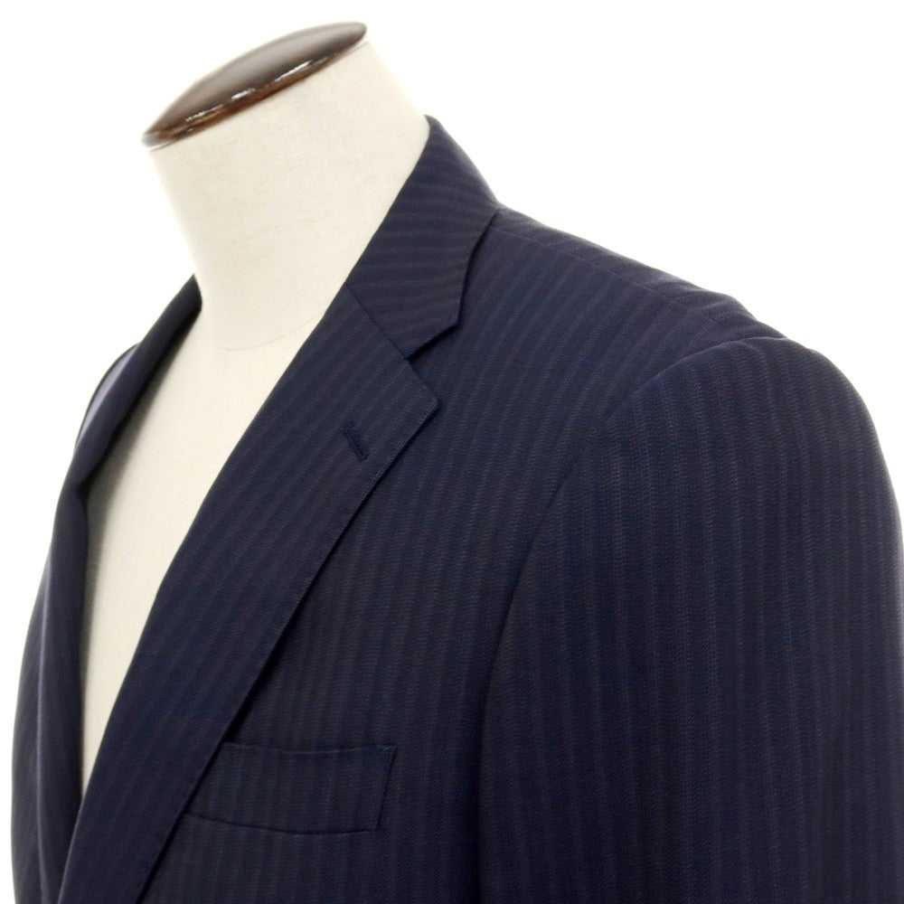 【中古】ヒルトン HILTON ウール ストライプ 2つボタンスーツ ネイビー【サイズA6】【 状態ランクB 】【 メンズ 】