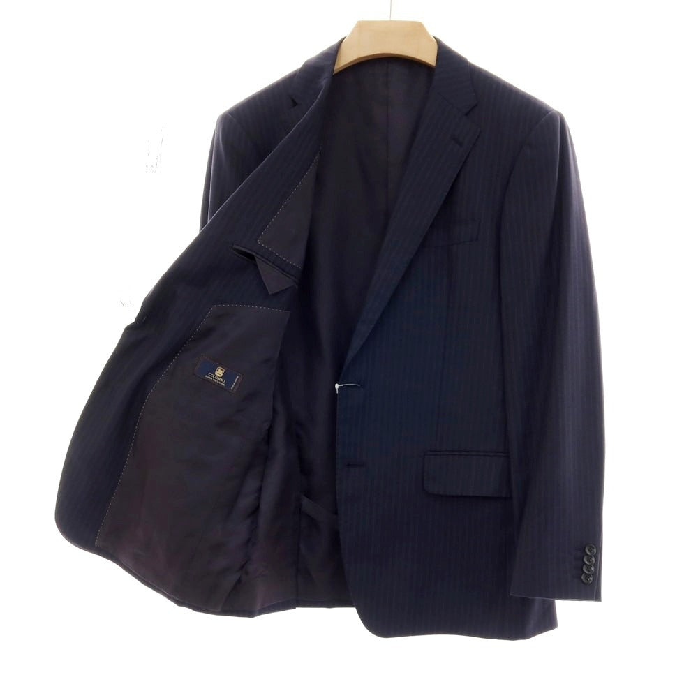 【中古】ヒルトン HILTON ウール ストライプ 2つボタンスーツ ネイビー【サイズA6】【 状態ランクB 】【 メンズ 】