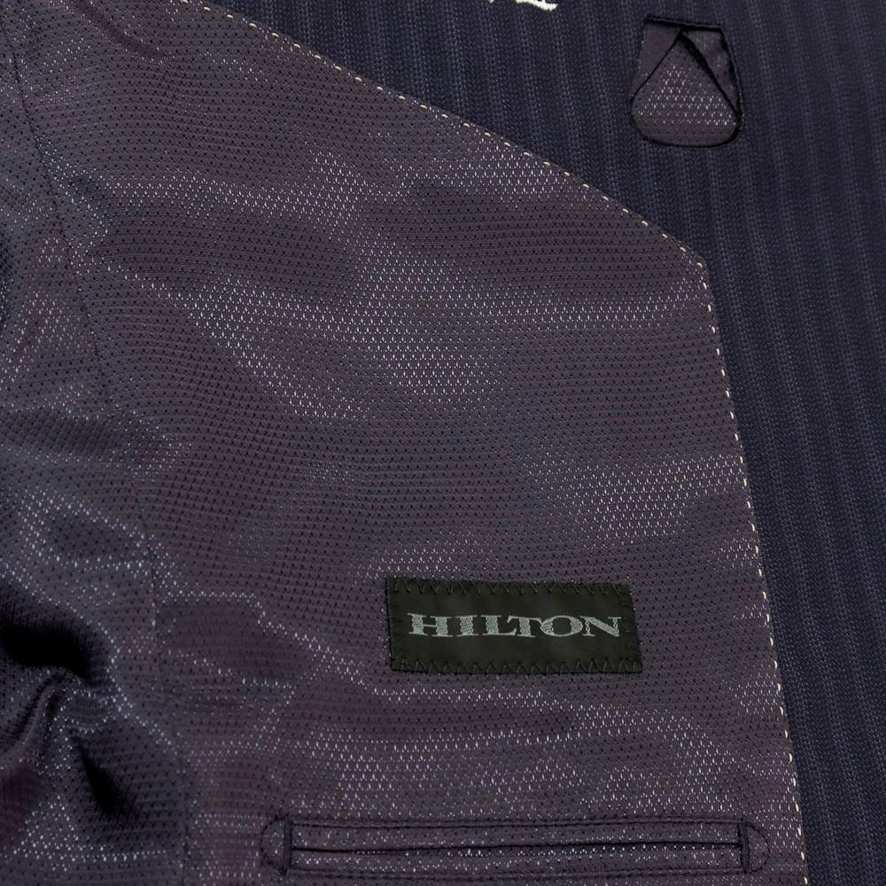 【中古】ヒルトン HILTON ウール ストライプ 2つボタンスーツ ネイビー【サイズA6】【 状態ランクB 】【 メンズ 】