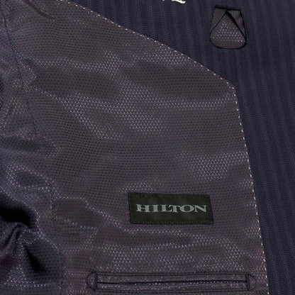 【中古】ヒルトン HILTON ウール ストライプ 2つボタンスーツ ネイビー【サイズA6】【 状態ランクB 】【 メンズ 】