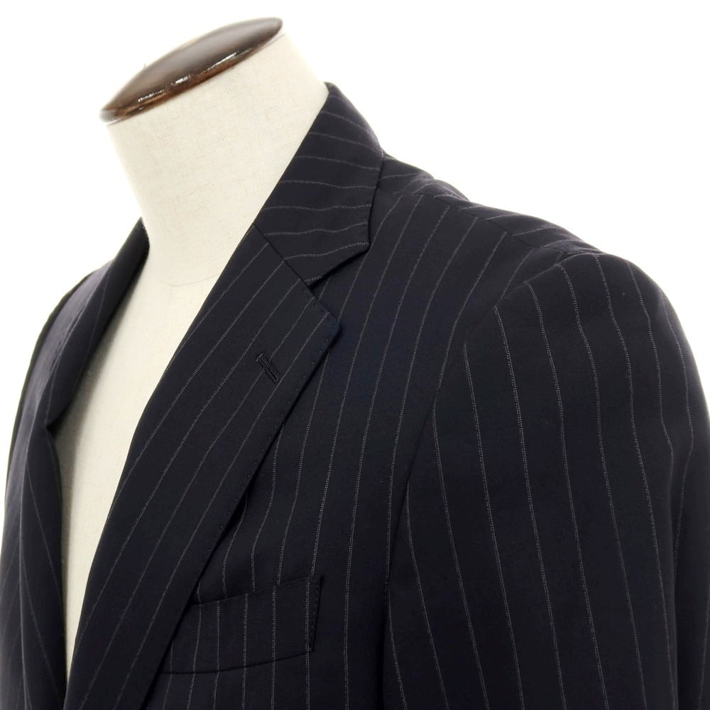 【中古】ヒルトン HILTON ストレッチウール ストライプ 2つボタンスーツ ネイビー【サイズ94A6】【 状態ランクB 】【 メンズ 】