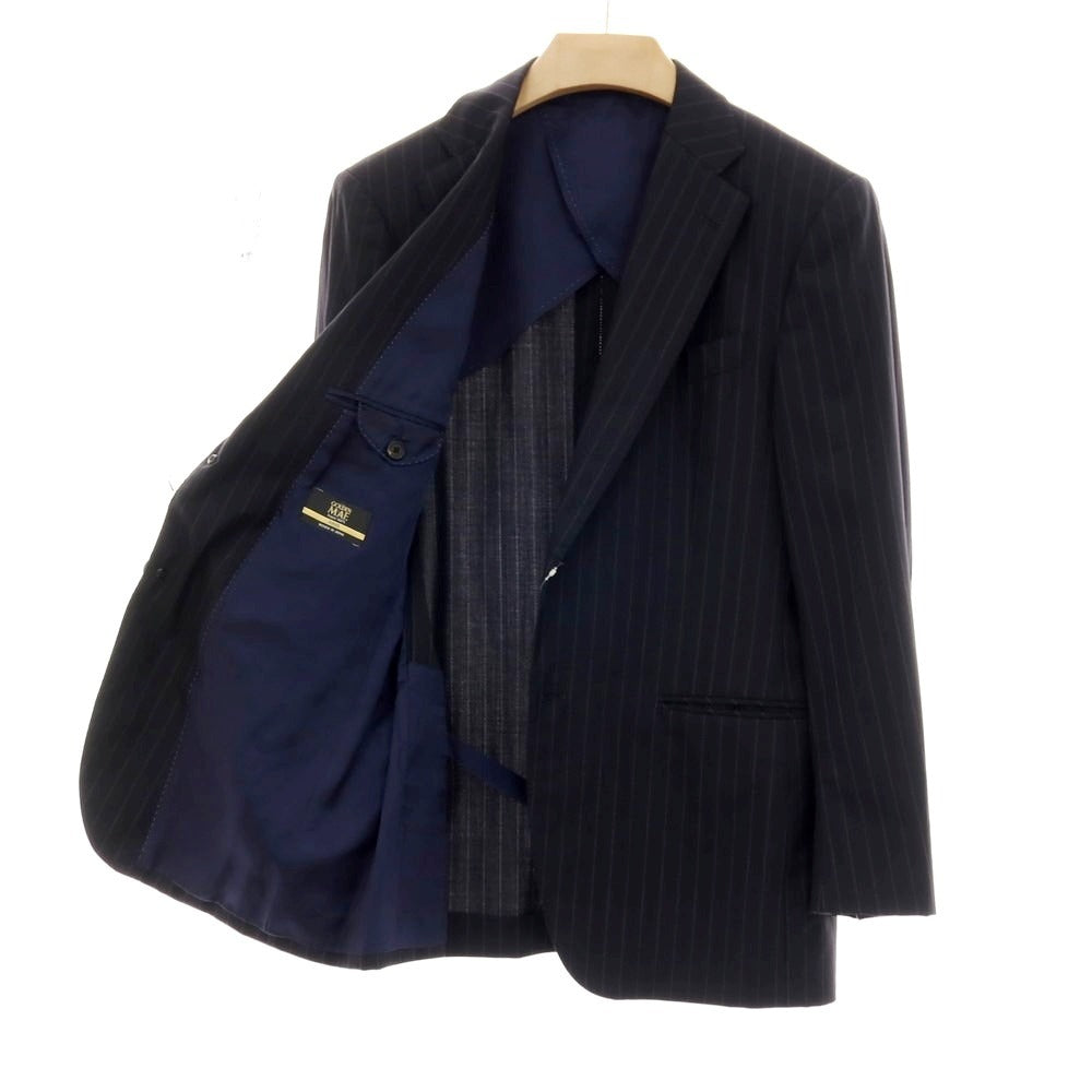【中古】ヒルトン HILTON ストレッチウール ストライプ 2つボタンスーツ ネイビー【サイズ94A6】【 状態ランクB 】【 メンズ 】