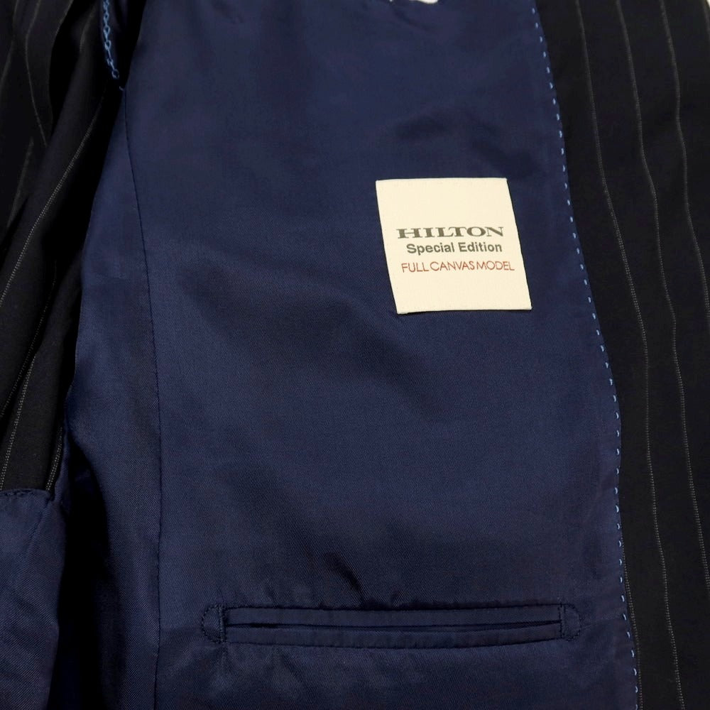 【中古】ヒルトン HILTON ストレッチウール ストライプ 2つボタンスーツ ネイビー【サイズ94A6】【 状態ランクB 】【 メンズ 】