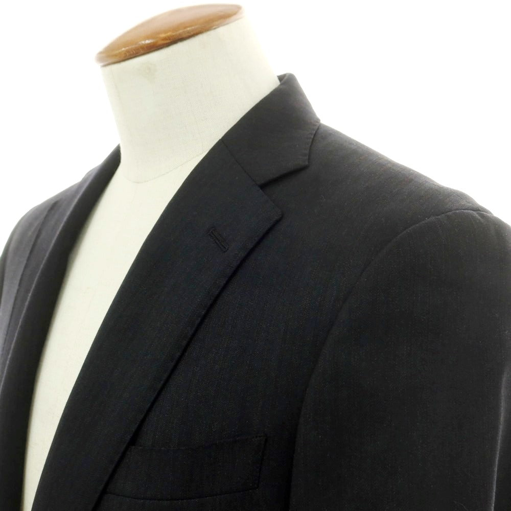 【中古】ヒルトン HILTON ストレッチウール ストライプ 2つボタンスーツ チャコールxブラウン【 A6 】【 状態ランクB 】【 メンズ 】