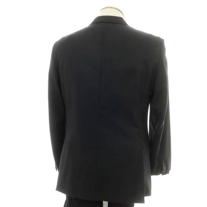 【中古】ヒルトン HILTON ストレッチウール ストライプ 2つボタンスーツ チャコールxブラウン【 A6 】【 状態ランクB 】【 メンズ 】