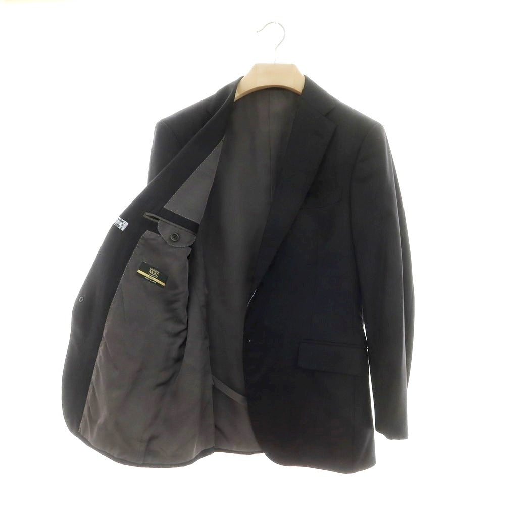 【中古】ヒルトン HILTON ストレッチウール ストライプ 2つボタンスーツ チャコールxブラウン【 A6 】【 状態ランクB 】【 メンズ 】