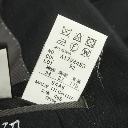 【中古】ヒルトン HILTON ストレッチウール ストライプ 2つボタンスーツ チャコールxブラウン【 A6 】【 状態ランクB 】【 メンズ 】