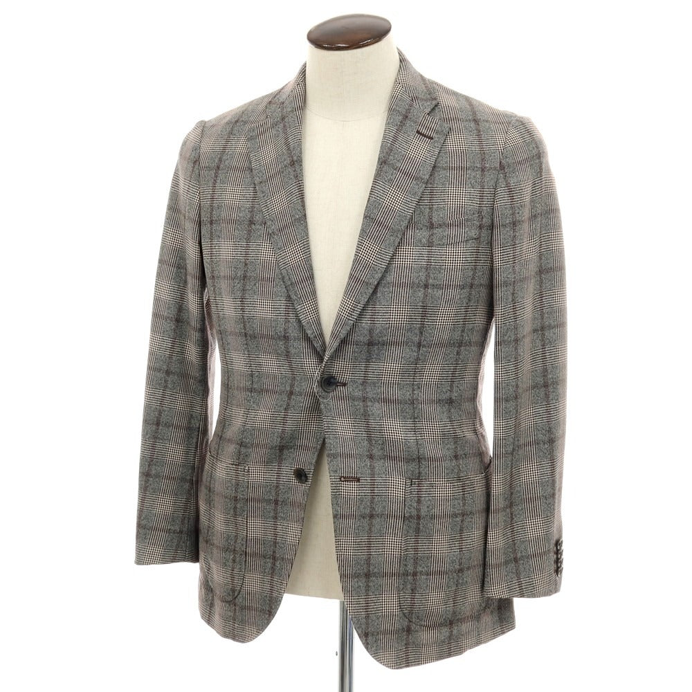 【中古】ヒルトン HILTON ウール チェック 2B テーラードジャケット グレーxホワイト【サイズL】【 状態ランクB 】【 メンズ 】