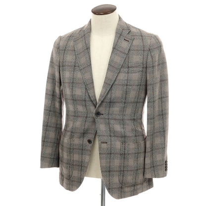 【中古】ヒルトン HILTON ウール チェック 2B テーラードジャケット グレーxホワイト【サイズL】【 状態ランクB 】【 メンズ 】