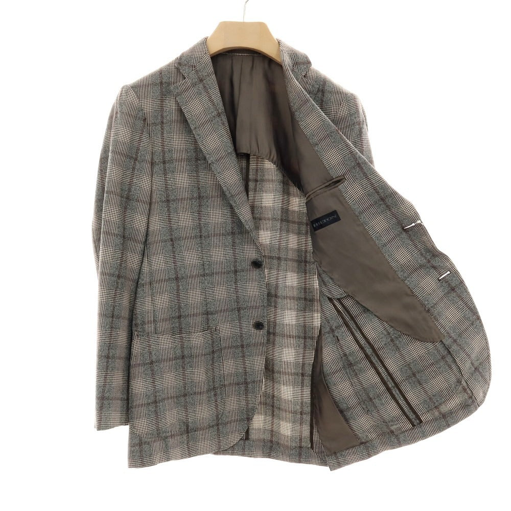 【中古】ヒルトン HILTON ウール チェック 2B テーラードジャケット グレーxホワイト【サイズL】【 状態ランクB 】【 メンズ 】