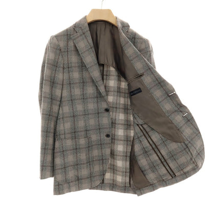 【中古】ヒルトン HILTON ウール チェック 2B テーラードジャケット グレーxホワイト【サイズL】【 状態ランクB 】【 メンズ 】