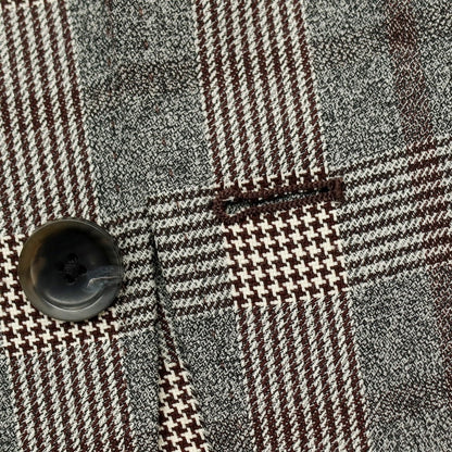 【中古】ヒルトン HILTON ウール チェック 2B テーラードジャケット グレーxホワイト【サイズL】【 状態ランクB 】【 メンズ 】