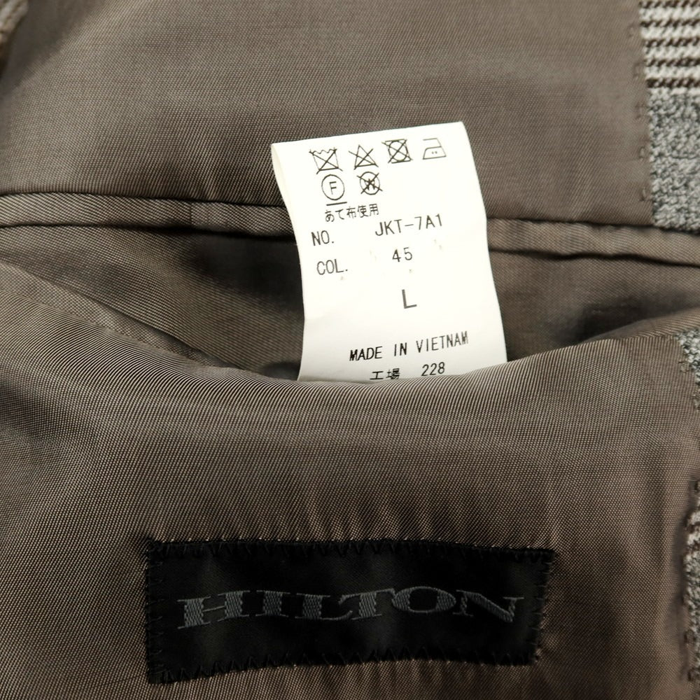 【中古】ヒルトン HILTON ウール チェック 2B テーラードジャケット グレーxホワイト【サイズL】【 状態ランクB 】【 メンズ 】