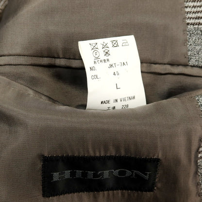 【中古】ヒルトン HILTON ウール チェック 2B テーラードジャケット グレーxホワイト【サイズL】【 状態ランクB 】【 メンズ 】