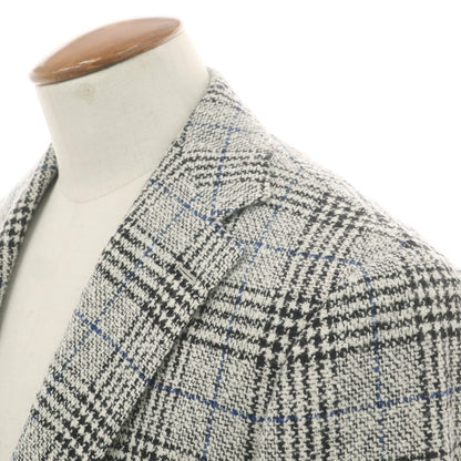 【中古】ブリッラ ペル イル グスト Brilla per il gusto シルクカシミヤ混ウール チェック 3B テーラードジャケット オフホワイトxブラック【 46 】【 状態ランクB 】【 メンズ 】