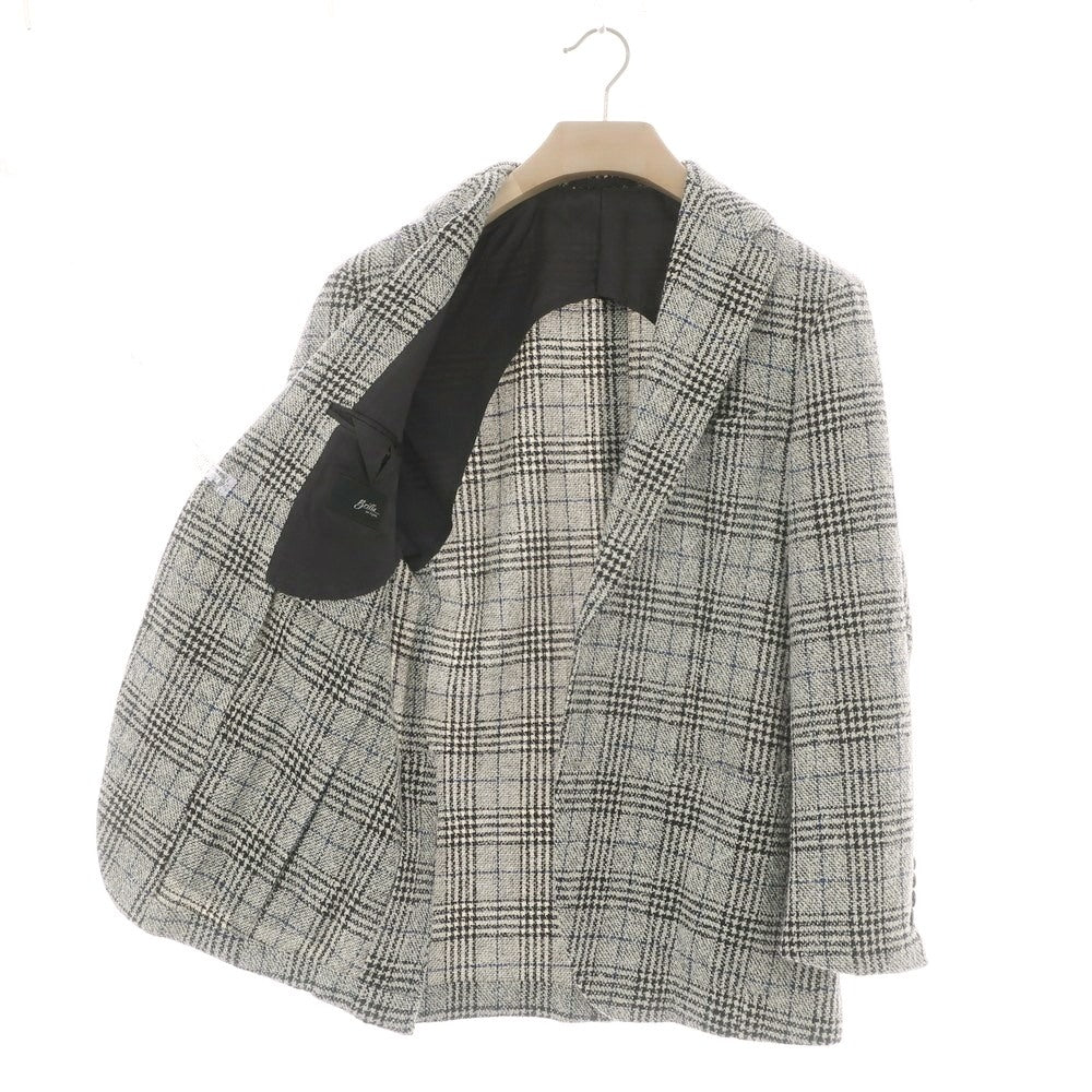 【中古】ブリッラ ペル イル グスト Brilla per il gusto シルクカシミヤ混ウール チェック 3B テーラードジャケット オフホワイトxブラック【 46 】【 状態ランクB 】【 メンズ 】