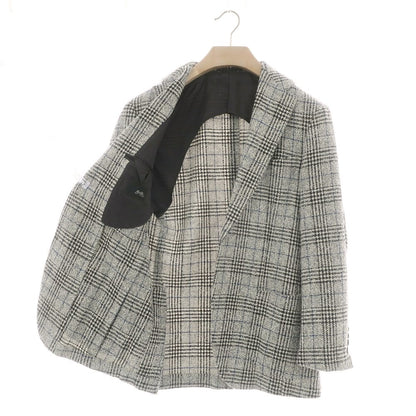 【中古】ブリッラ ペル イル グスト Brilla per il gusto シルクカシミヤ混ウール チェック 3B テーラードジャケット オフホワイトxブラック【 46 】【 状態ランクB 】【 メンズ 】