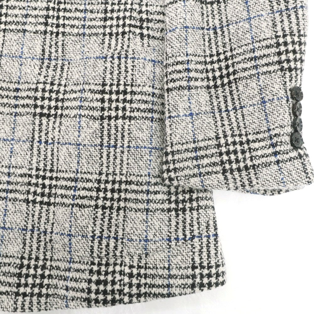 【中古】ブリッラ ペル イル グスト Brilla per il gusto シルクカシミヤ混ウール チェック 3B テーラードジャケット オフホワイトxブラック【 46 】【 状態ランクB 】【 メンズ 】