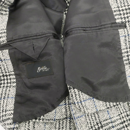 【中古】ブリッラ ペル イル グスト Brilla per il gusto シルクカシミヤ混ウール チェック 3B テーラードジャケット オフホワイトxブラック【 46 】【 状態ランクB 】【 メンズ 】