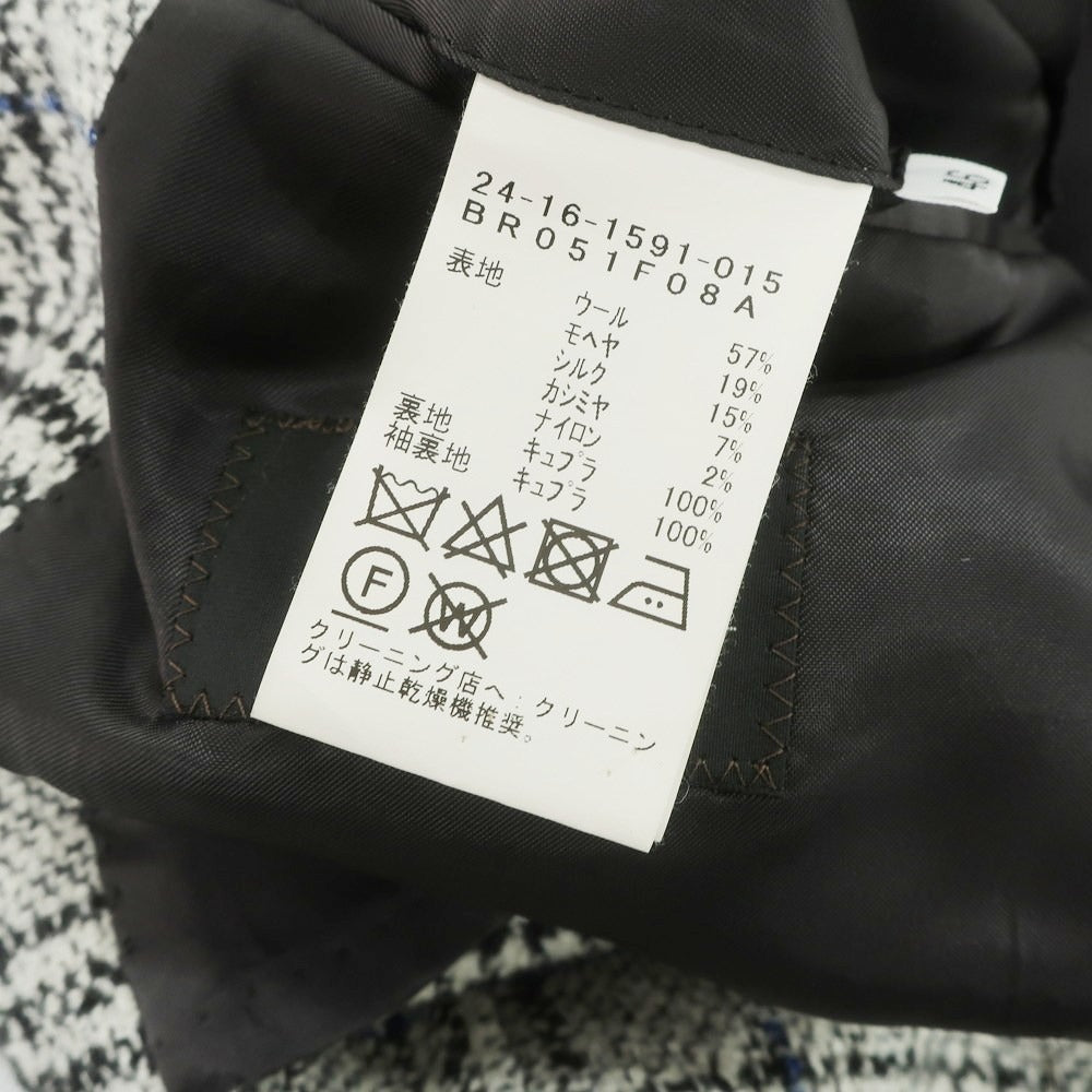 【中古】ブリッラ ペル イル グスト Brilla per il gusto シルクカシミヤ混ウール チェック 3B テーラードジャケット オフホワイトxブラック【 46 】【 状態ランクB 】【 メンズ 】