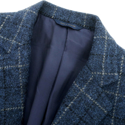 【中古】ブルックスブラザーズ Brooks Brothers ウール ハリスツイード チェック 3B テーラードジャケット ネイビー【 38 】【 状態ランクA 】【 メンズ 】